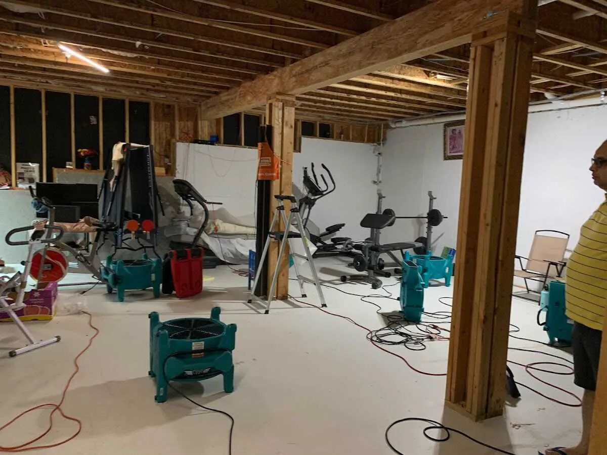 Basement drying equipment setup for Contents Cleaning & Restoration in Waseca